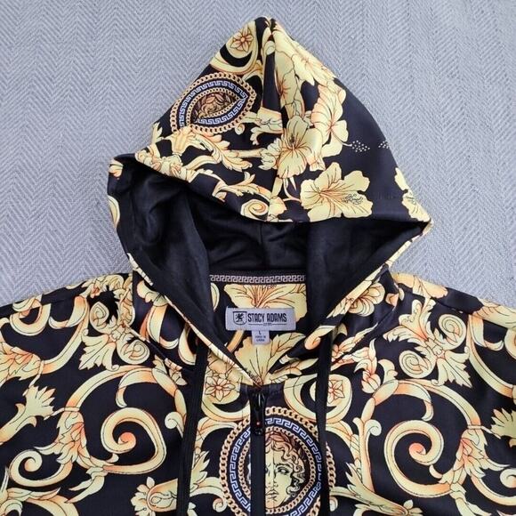Stacy Adams Baroque Designer Style Full Zip Hoodie Size Large Luxury Y2K Luxe - Picture 6 of 16